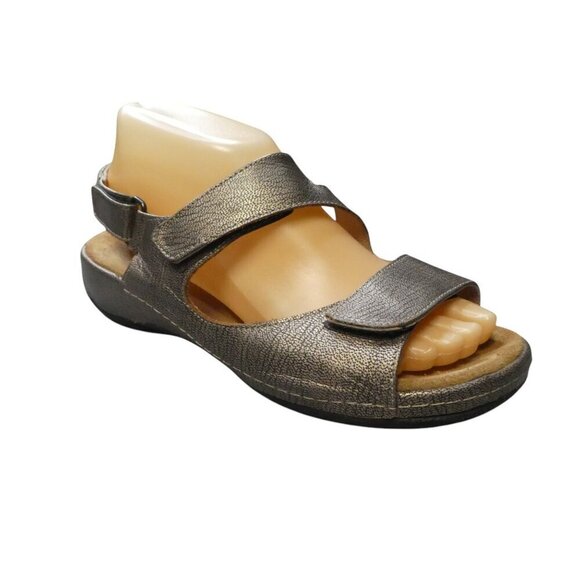Wolky Liana Silver Leather Open Toe Comfort Sandals Womens 7 - Picture 1 of 13